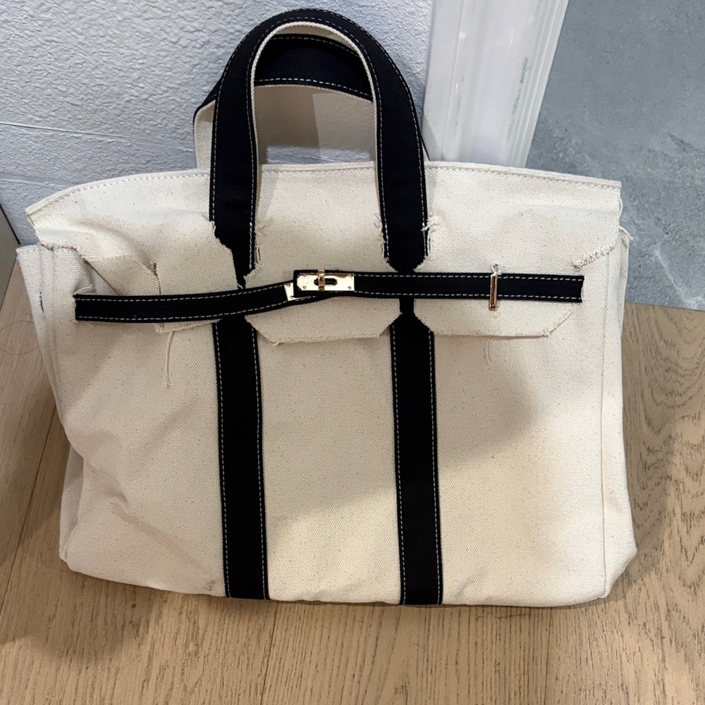 Canvas Tote Bag with Black Trim - Men Bags